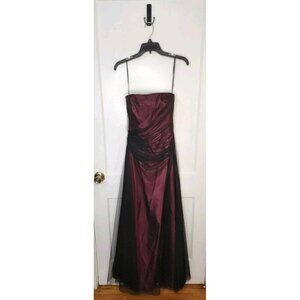 Size 4 Vera Wang Maroon Black Acetate Taffeta Evening Gown Dark Romantic